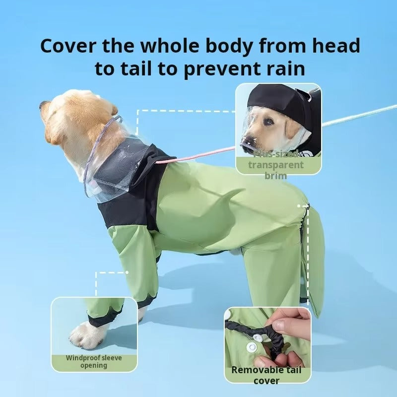 Dog Waterproof Hooded PetFace Raincoat