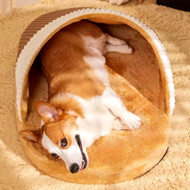 Pet Semi-Enclosed Slipper Cave Bed