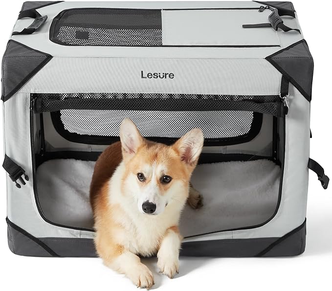 Dog Foldable Mesh Kennel Crate Carrier
