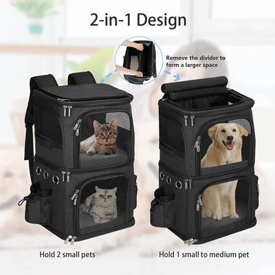 Pet Double-Compartment Lightweight Carrier Backpack