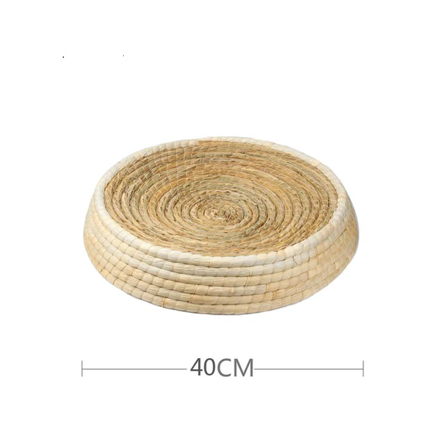 Cat Woven Straw Basket Bowl-Shaped Scratching Pad