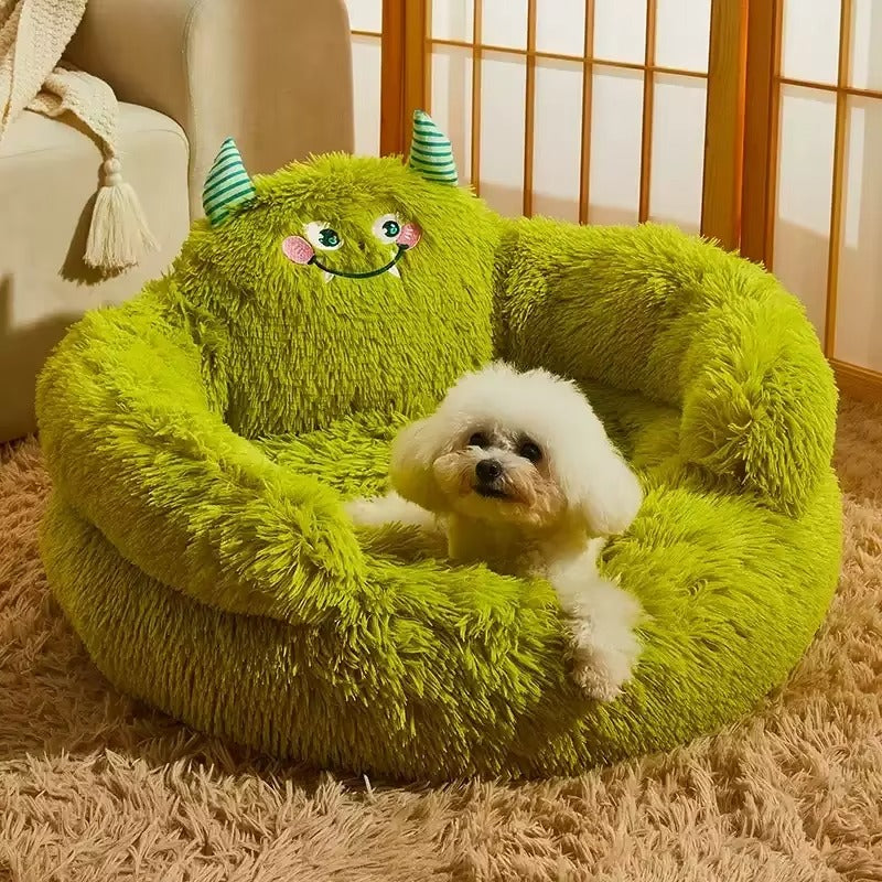 Pet Plush Bolster Monster Bed