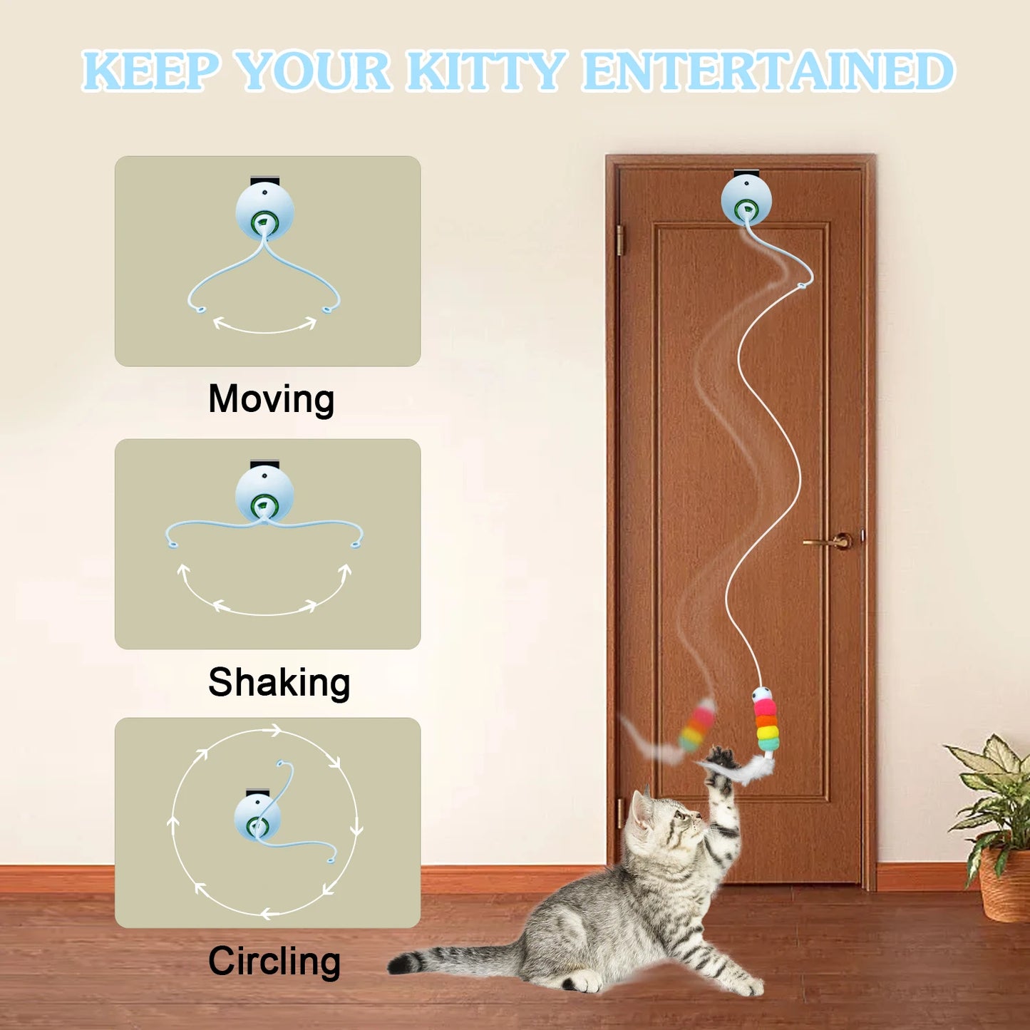 Cat Door Hanger Rope Teaser Automatic Toy