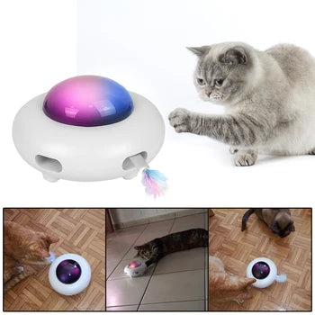 Cat Automatic UFO Turntable Chasing Feather Toy