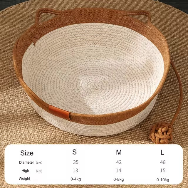 Cat Woven Rope Rattan Basket Bed