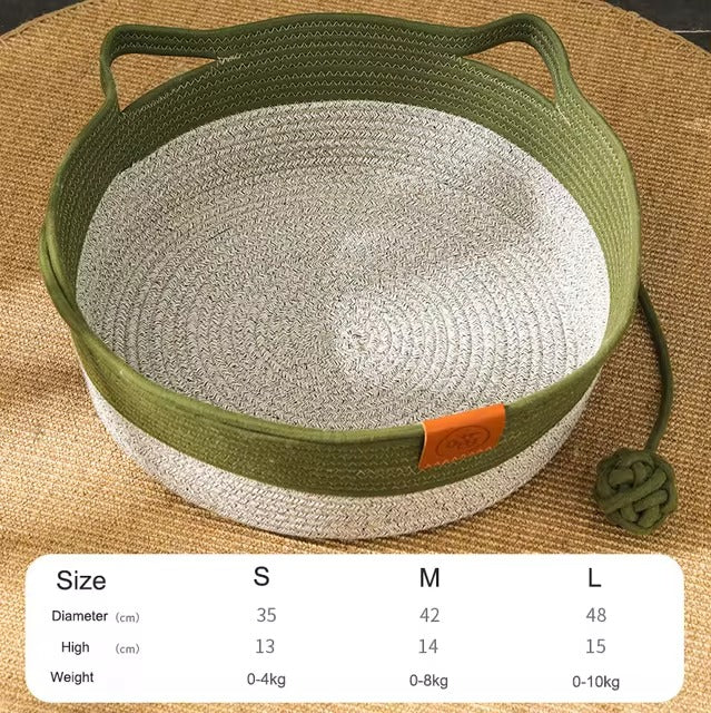 Cat Woven Rope Rattan Basket Bed