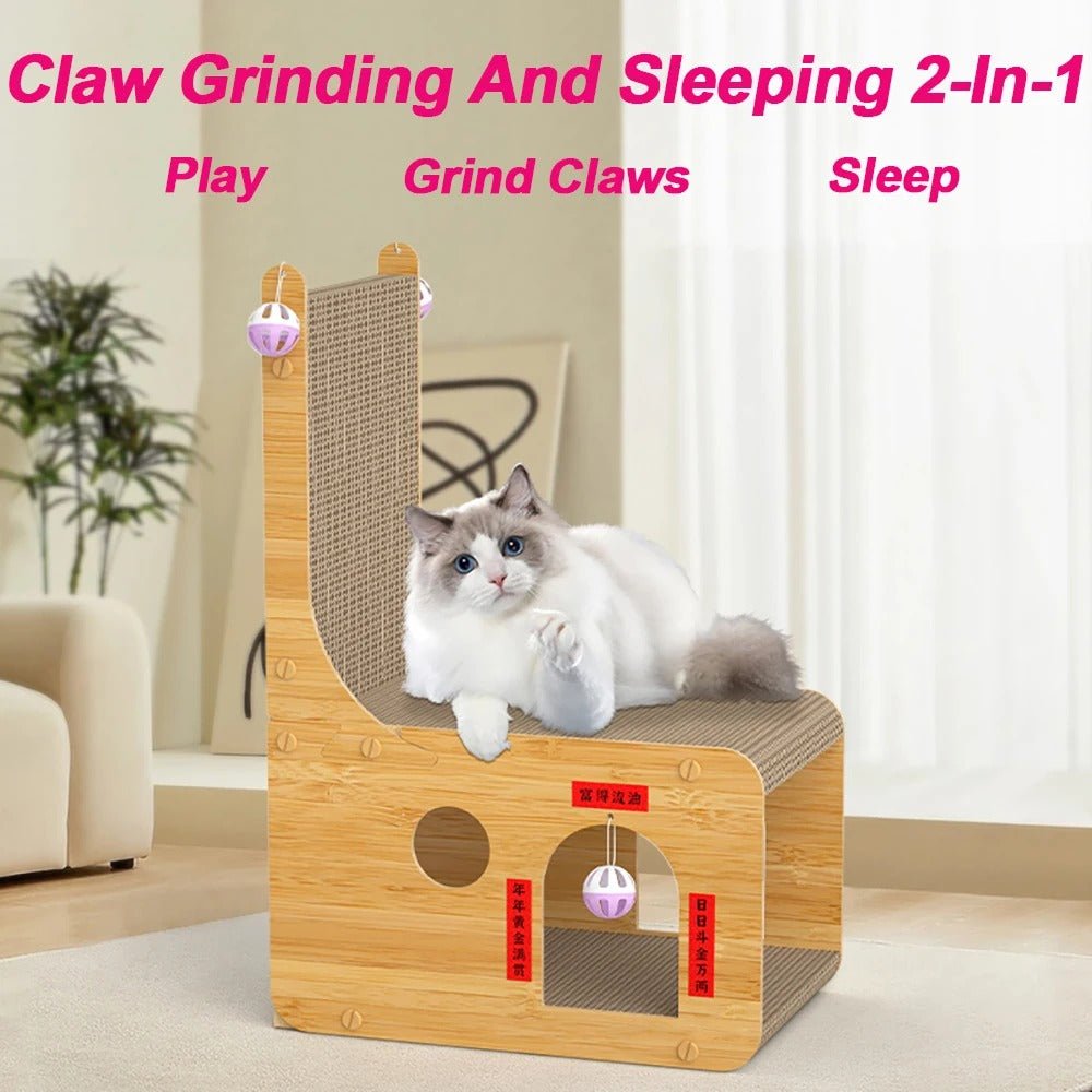 Cat L-Shaped Scratching Board House