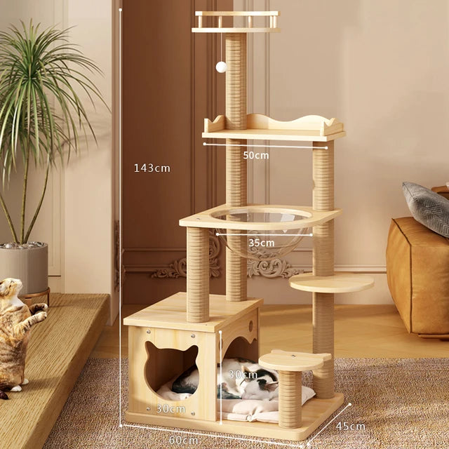 Cat Wooden Climbing Tower With Space Capsule