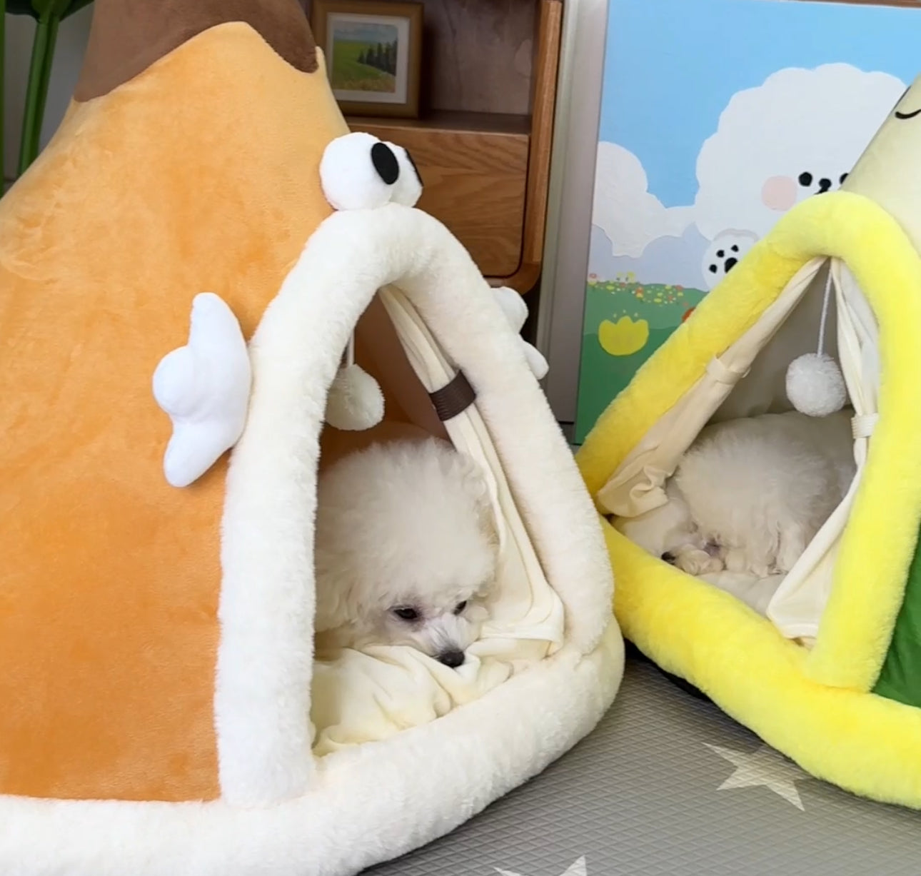 Pet Plush Tippy Tent Cave Bed