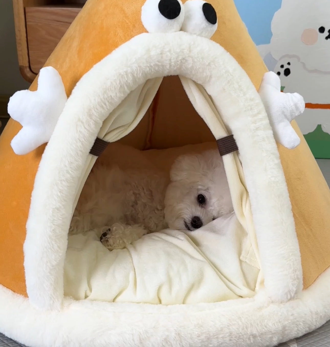 Pet Plush Tippy Tent Cave Bed