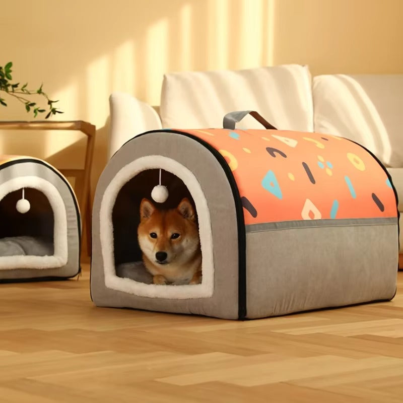 Pet Enclosed Kennel House Bed