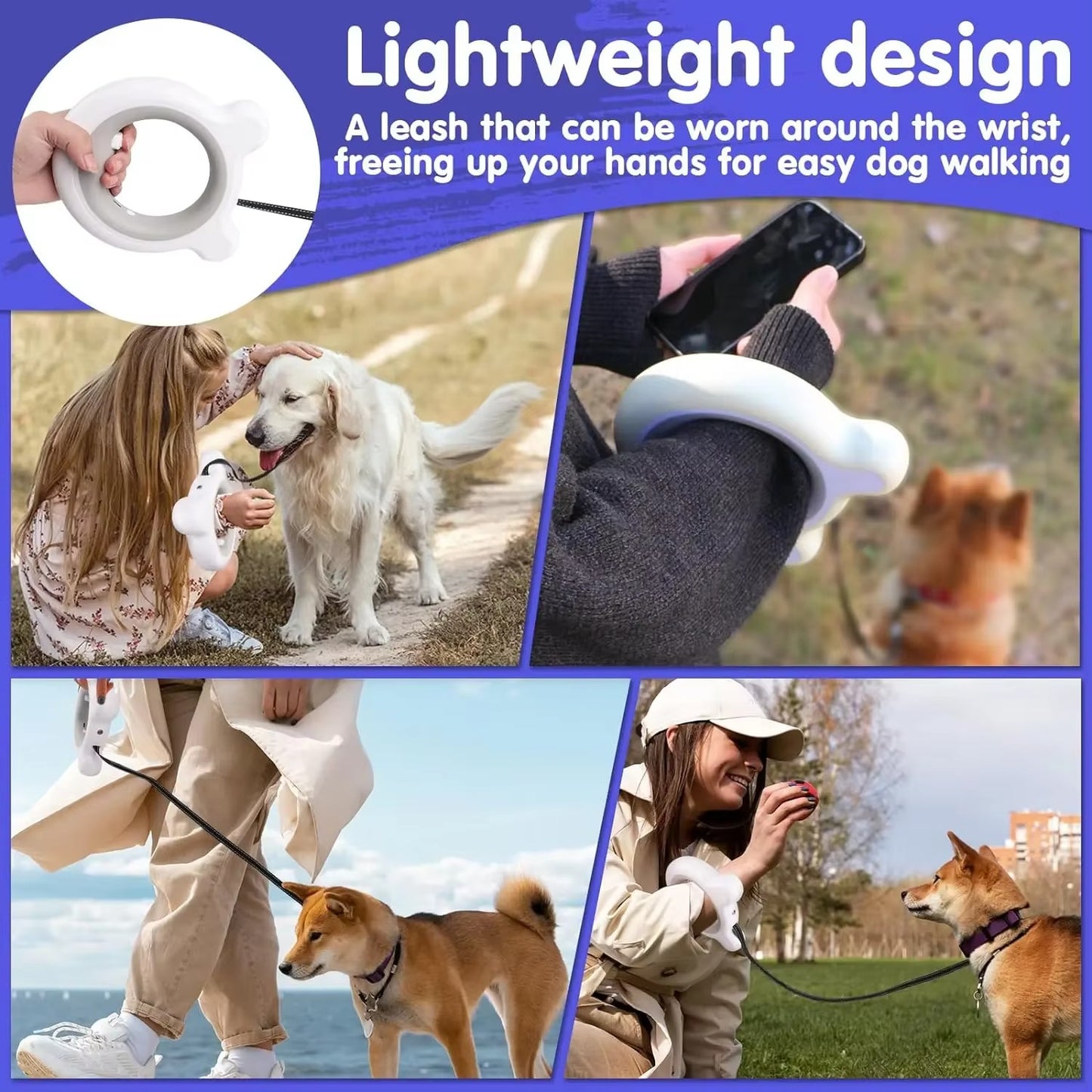 Dog Hands-Free Retractable LED Leash