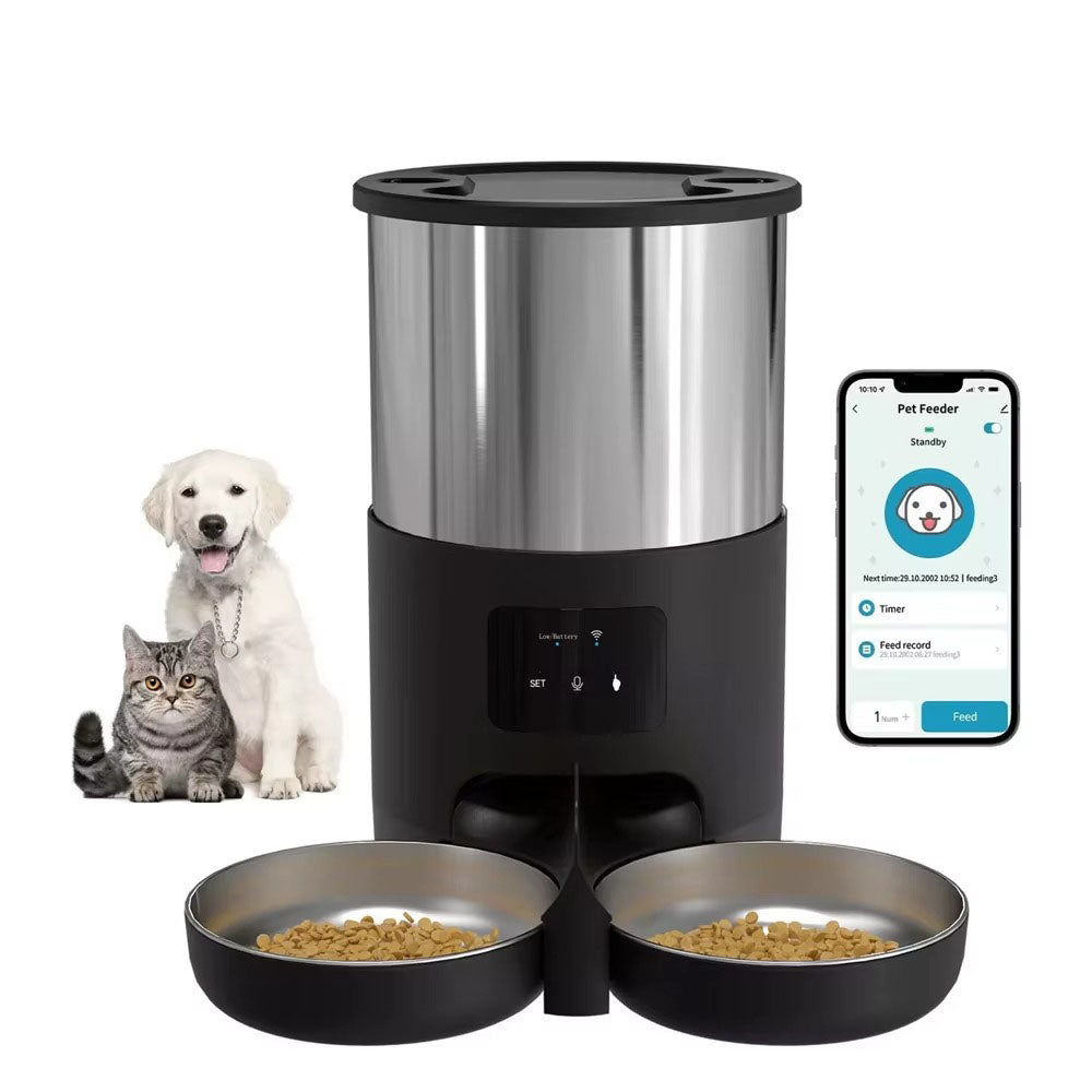 Pet 6L Stainless Steel Automatic Double Feeder