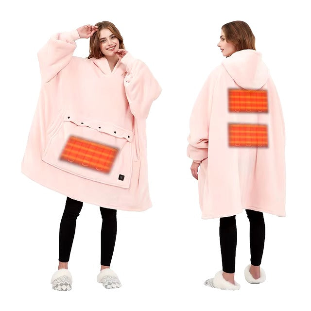 Oversized Heated Hoodie Blanket With Pet Pocket