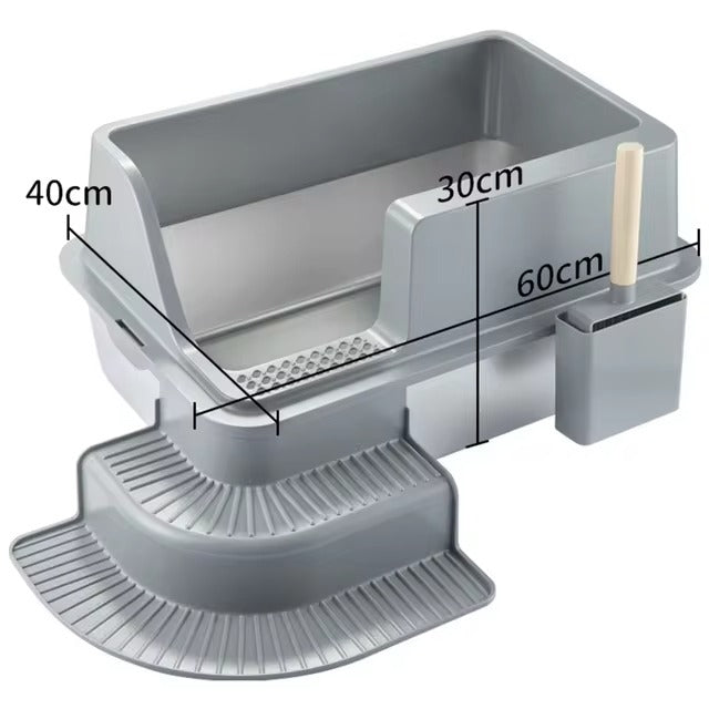 Cat Extra Large Stainless Steel Litter Box With Stairs