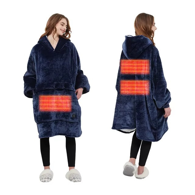 Oversized Heated Hoodie Blanket With Pet Pocket