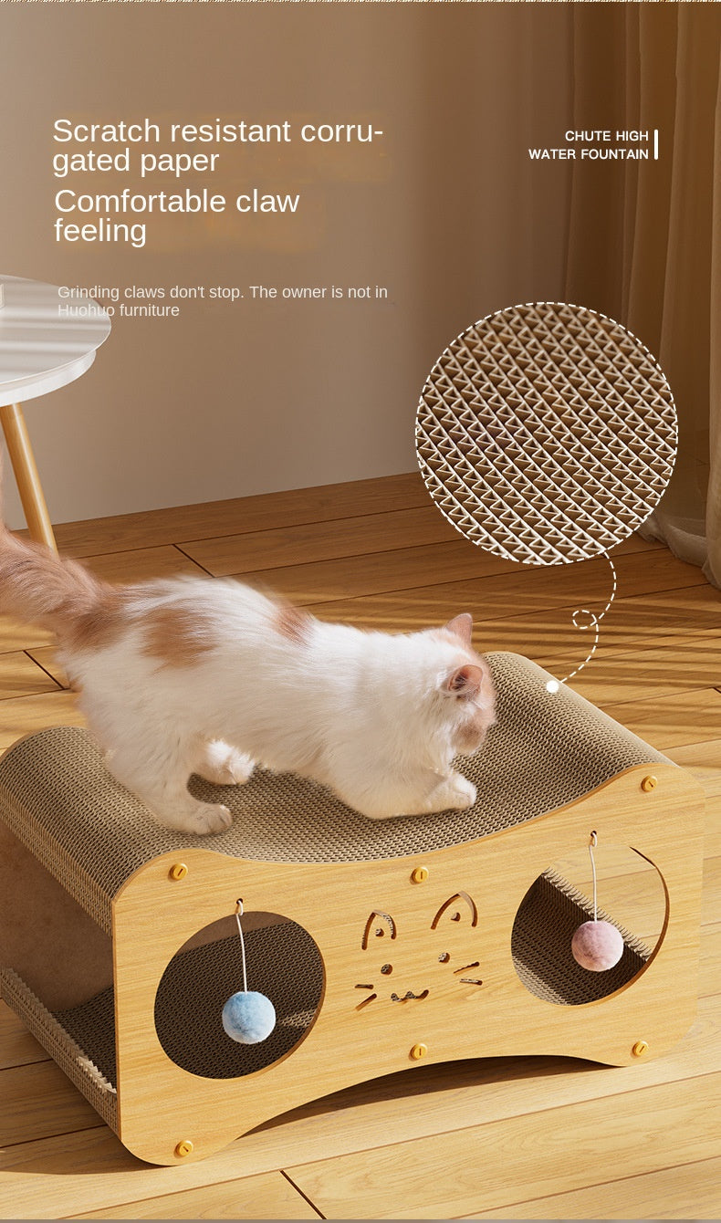 Cat Wooden Scratcher Lounge Tunnel