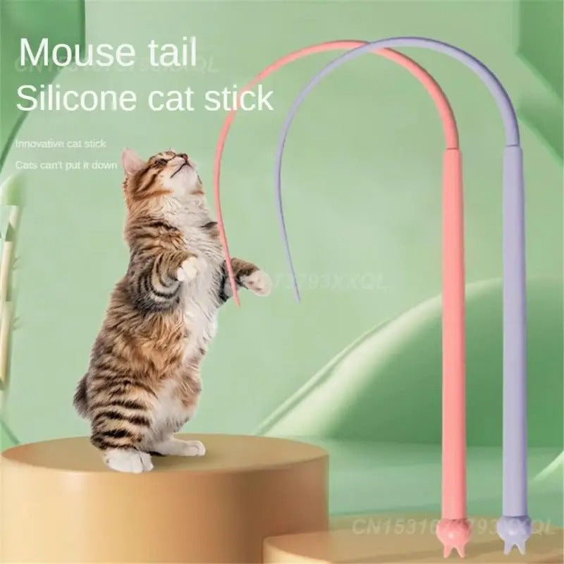 Cat Silicone Mouse Tail Teaser Wand