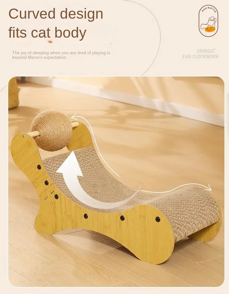 Cat Corrugated Pine Bed Scratcher