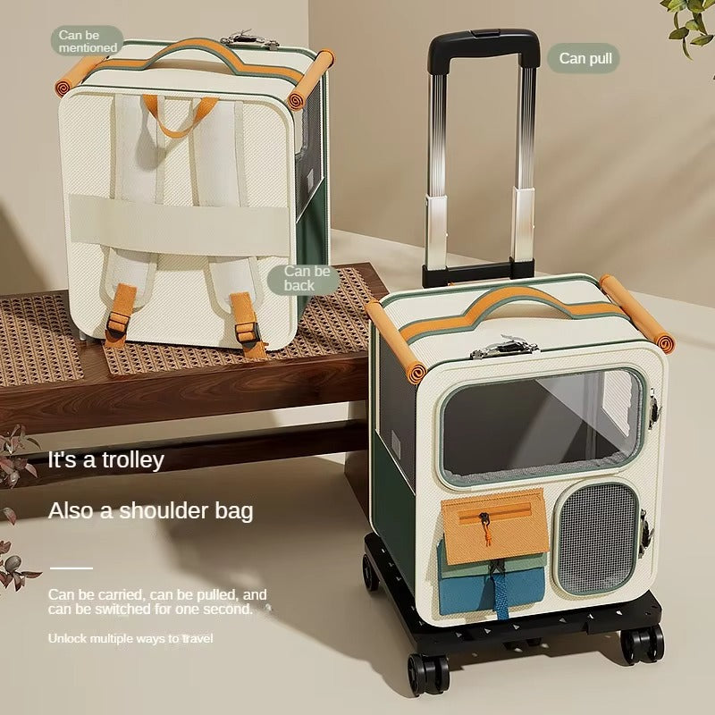 Pet Soft-Sided Wheeled Carrier Backpack