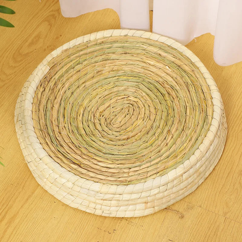 Cat Woven Straw Basket Bowl-Shaped Scratching Pad