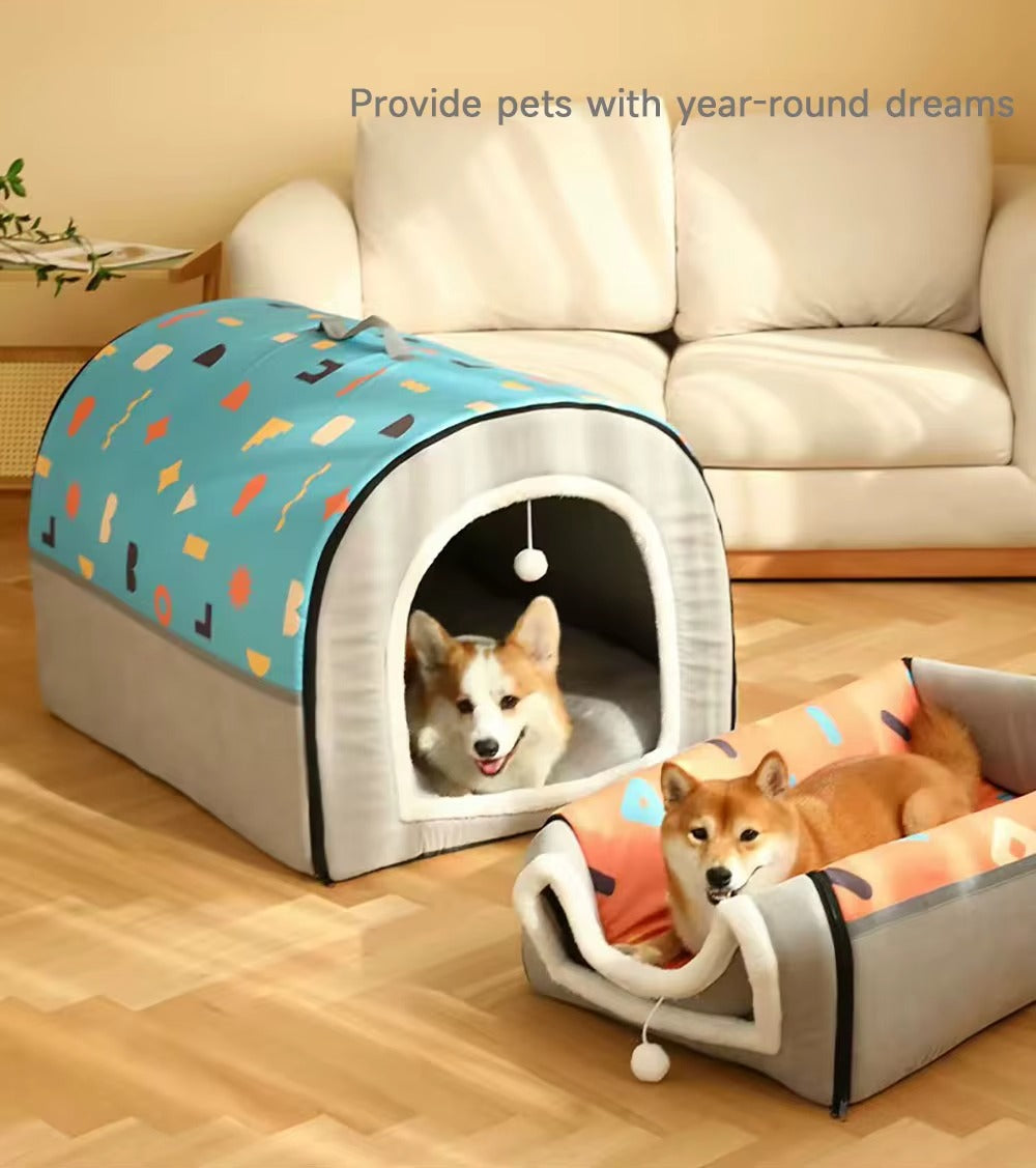 Pet Enclosed Kennel House Bed