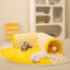 2-in-1 Plush Checkered Cat Tunnel Bed