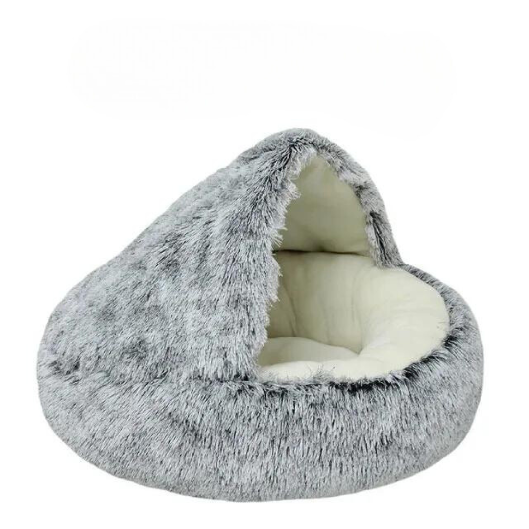 Cat Round Plush Fluffy Hooded Bed Cave