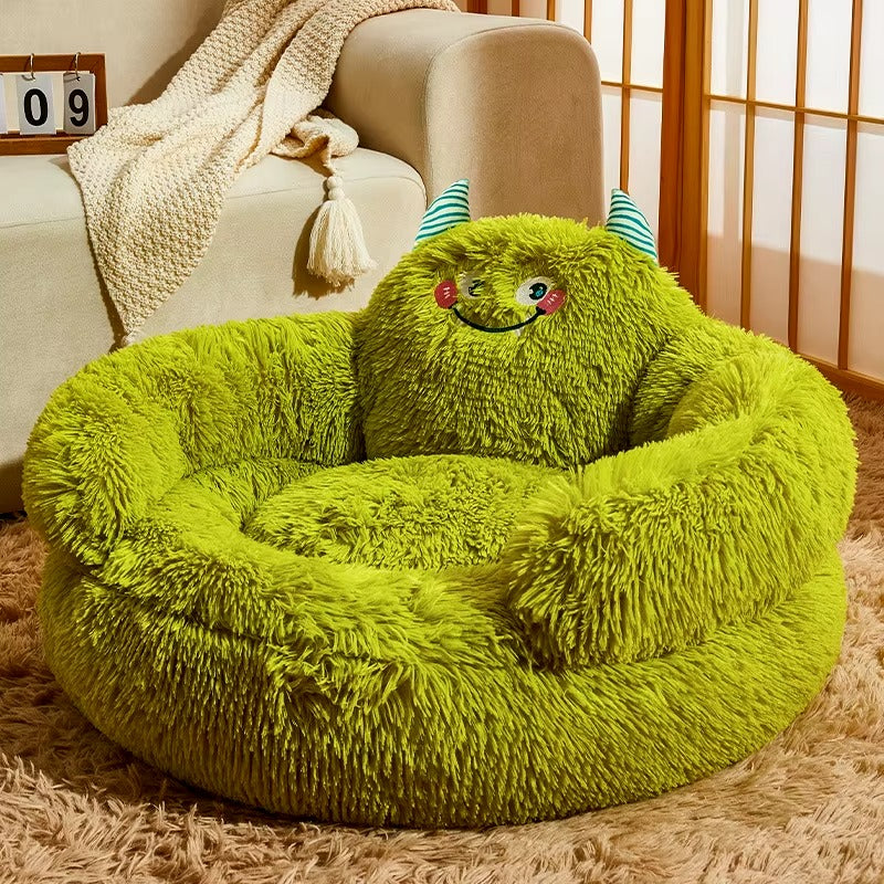 Pet Plush Bolster Monster Bed