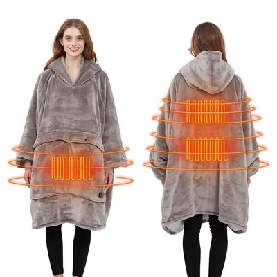 Oversized Heated Hoodie Blanket With Pet Pocket