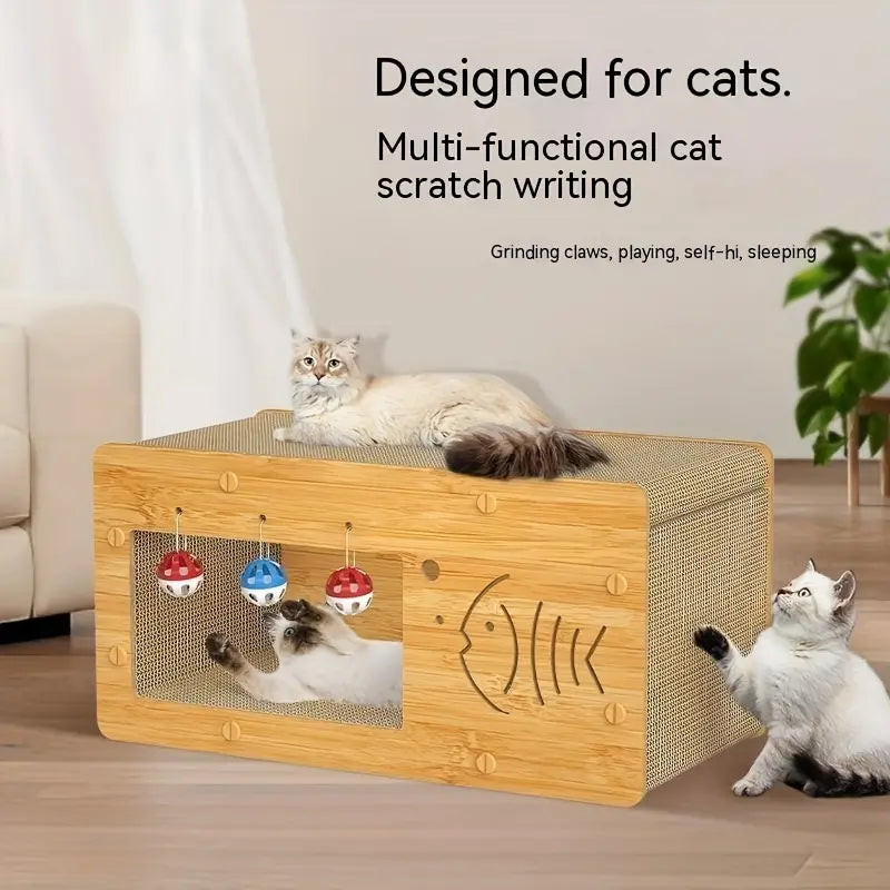Cat Wooden Scratcher Cardboard House