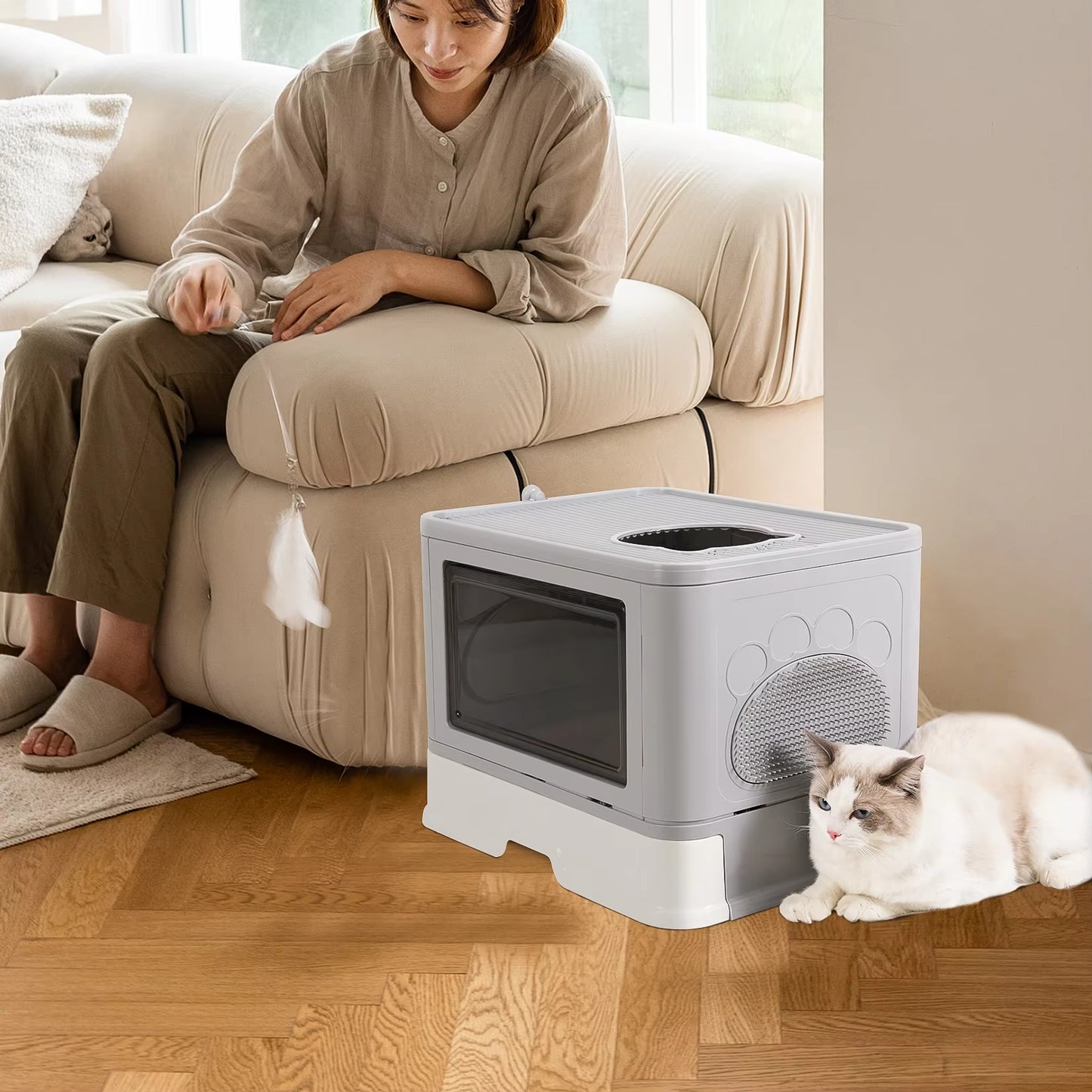 Cat Enclosed Large Litter Box