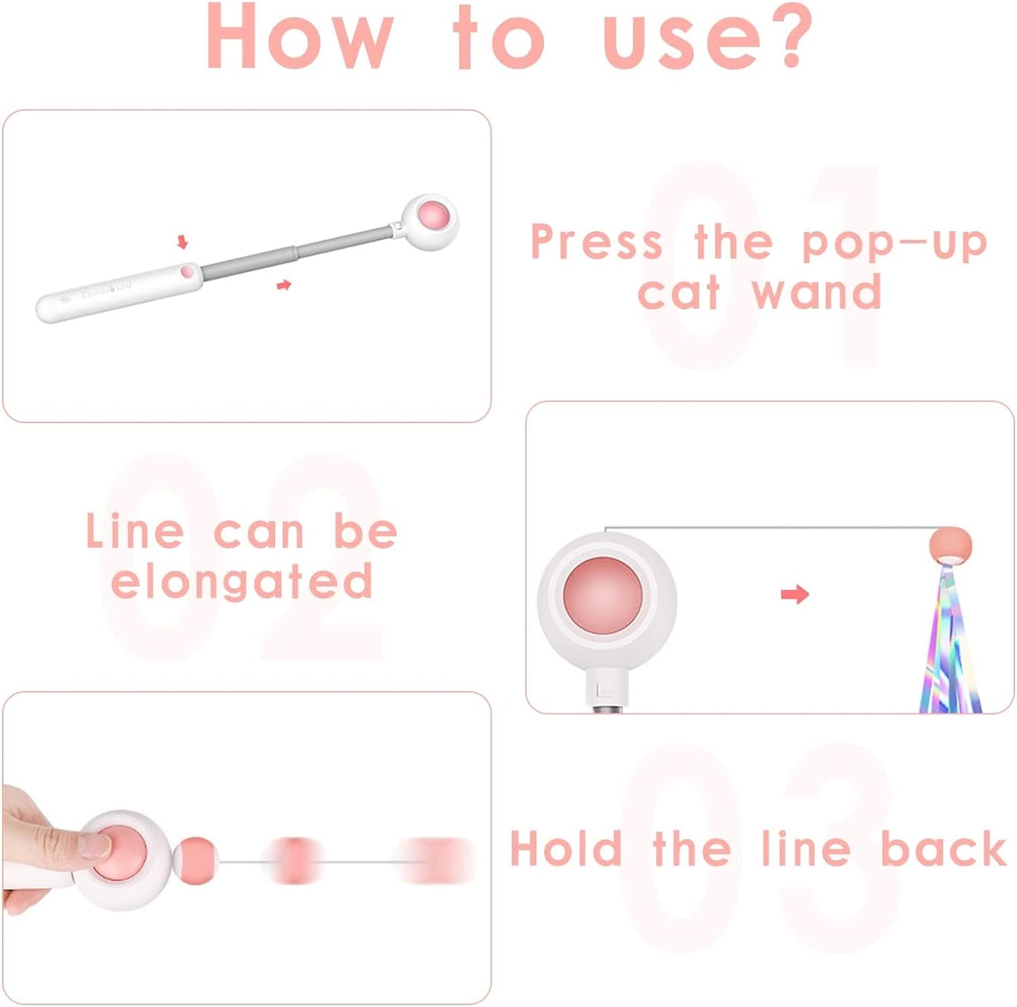 Retractable Cat Wand Laser Light Toy