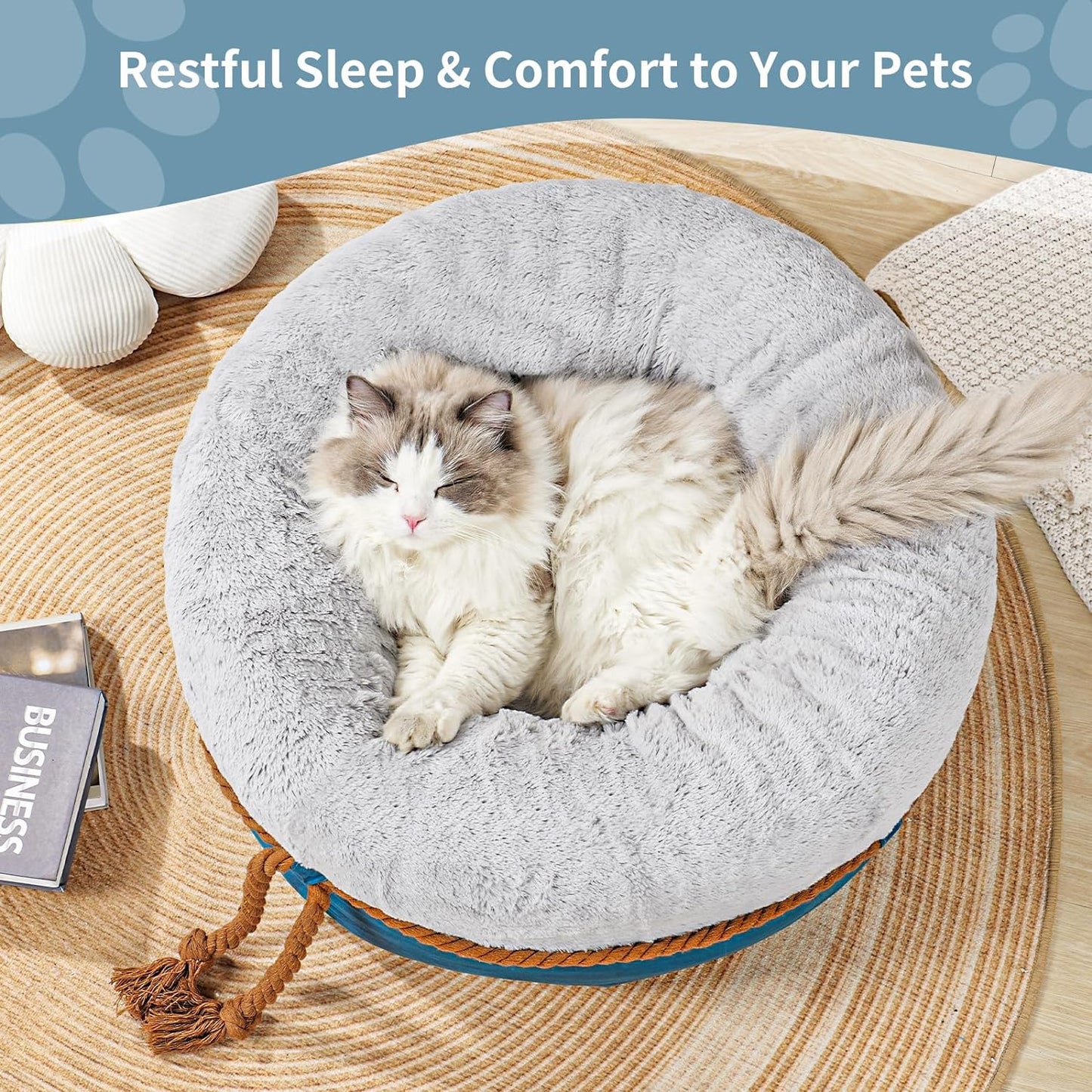 Cat Round Donut Soft Cushion Bed