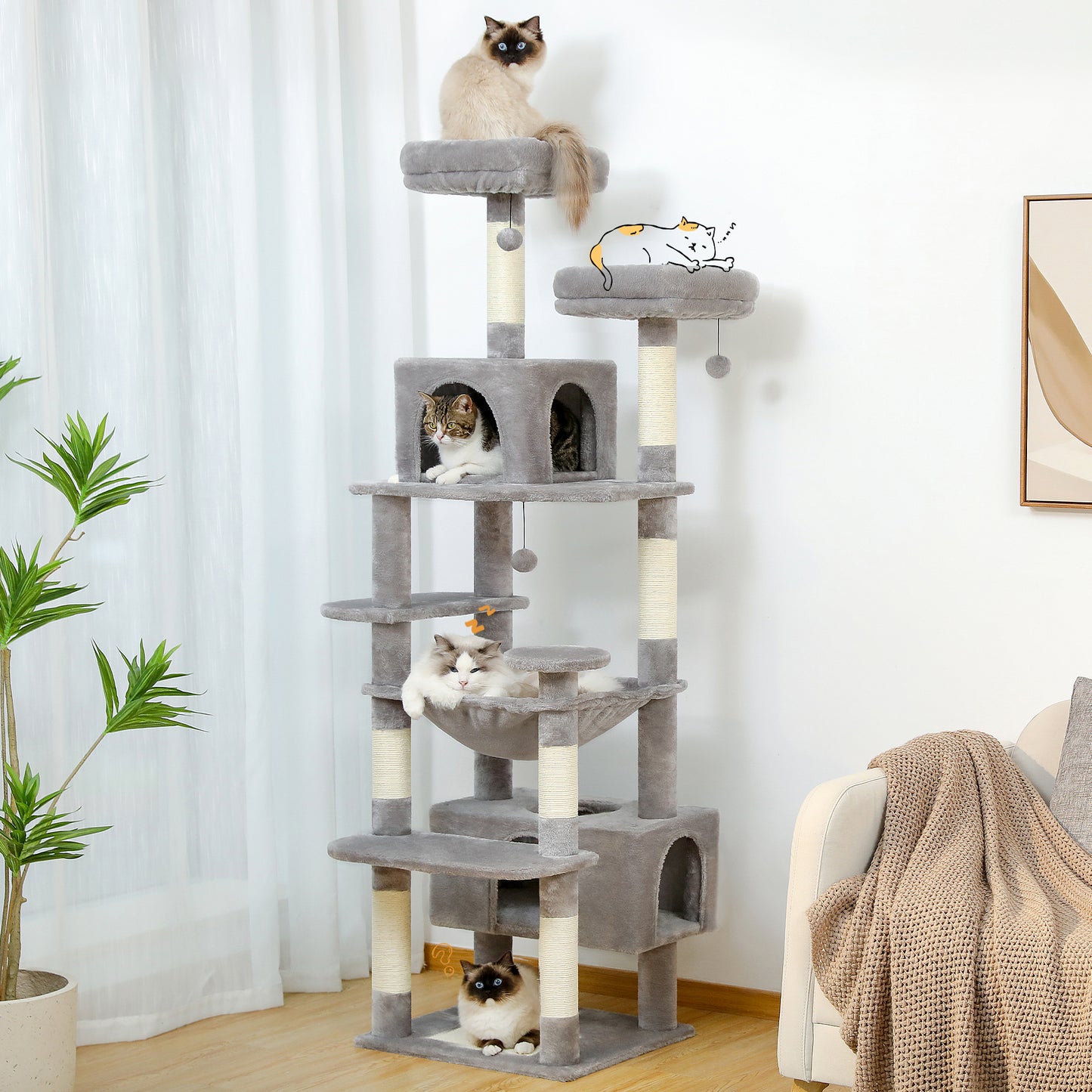 Cat 72" Large Sisal-Covered Tree Tower