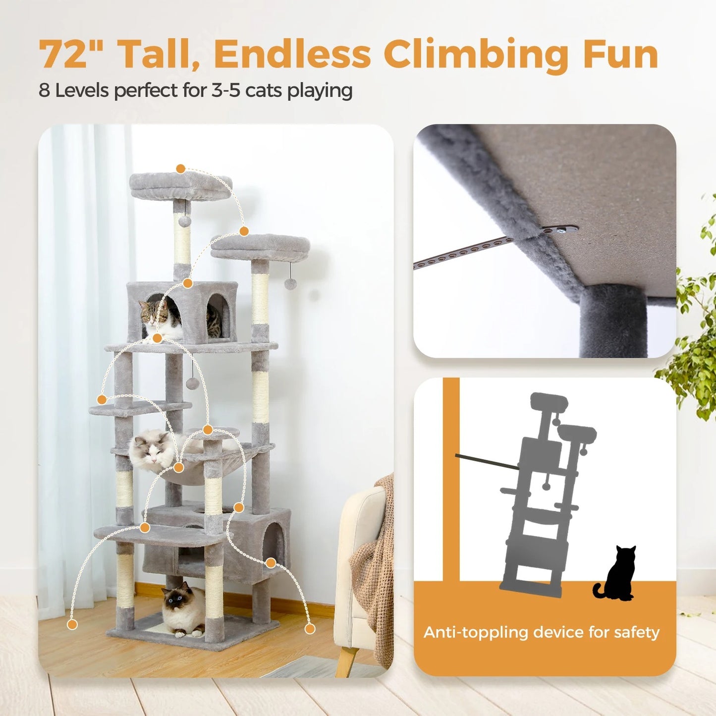 Cat 72" Large Sisal-Covered Tree Tower