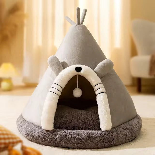 Pet Plush Tippy Tent Cave Bed