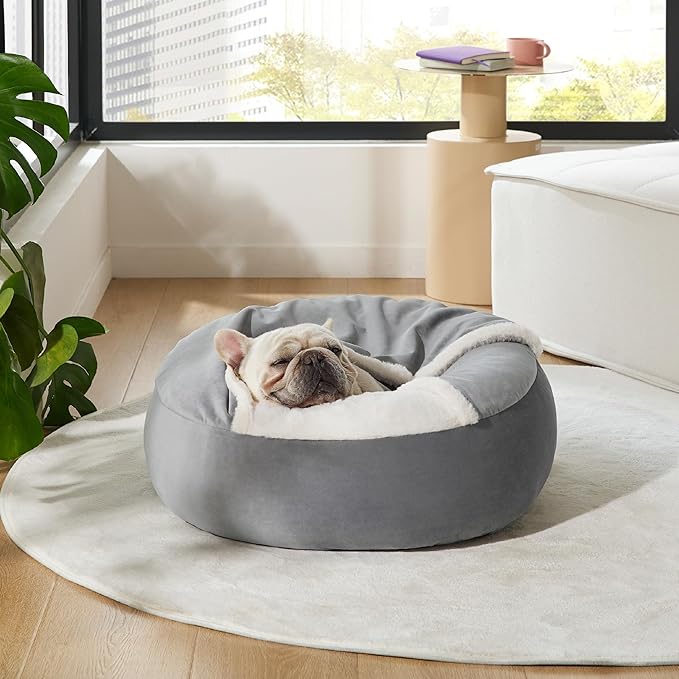 Cat 20" Round Plush Covered Cave Bed