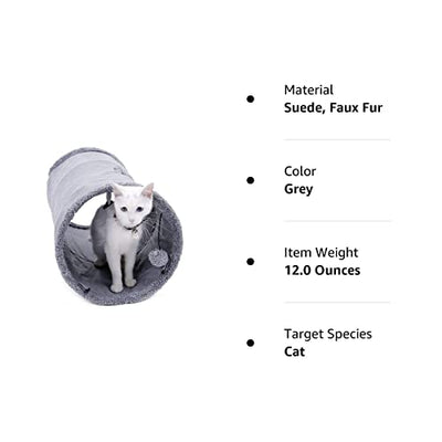 Collapsible Cat Suede Play Hideaway Tunnel