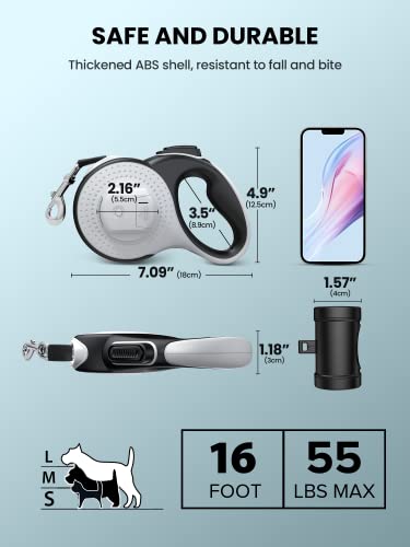 Retractable Dog Leash + Flashlight & Bag Dispenser