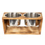 Wooden Elevated Bowl Stand + Two Stainless Steel Bowls