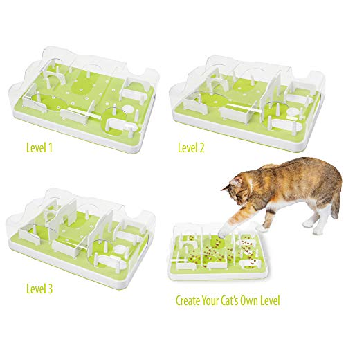 Cat Puzzle Feeder With Wand Toy