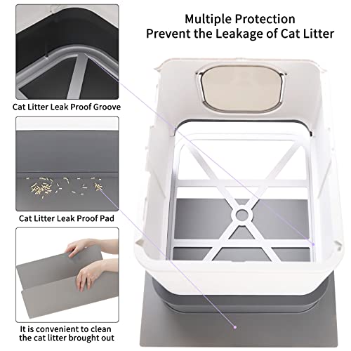 Foldable Top Entry Enclosed Cat Litter Box With Lid