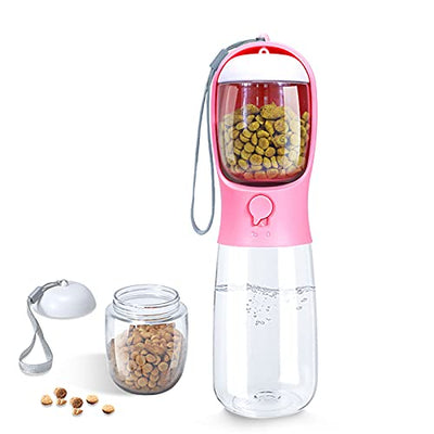 Portable Pet Water Bottle With Food Container