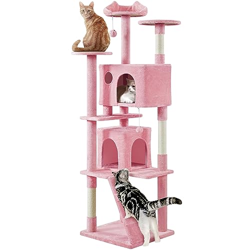 Multi-Level Cat Tower Scratching Post With Dangling Balls