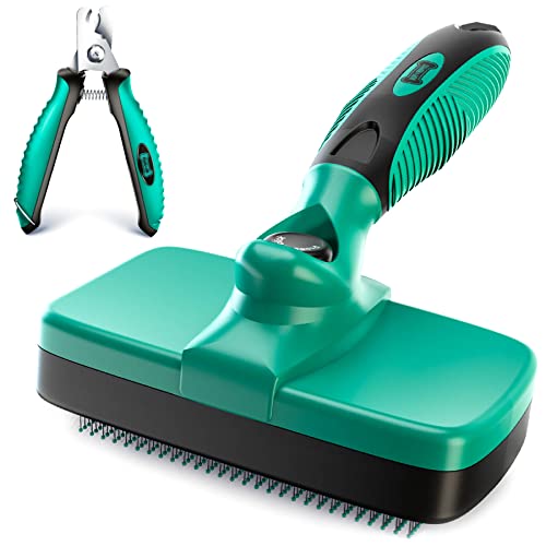 Pet Self-Cleaning Shedding Brush + FREE Nail Clipper