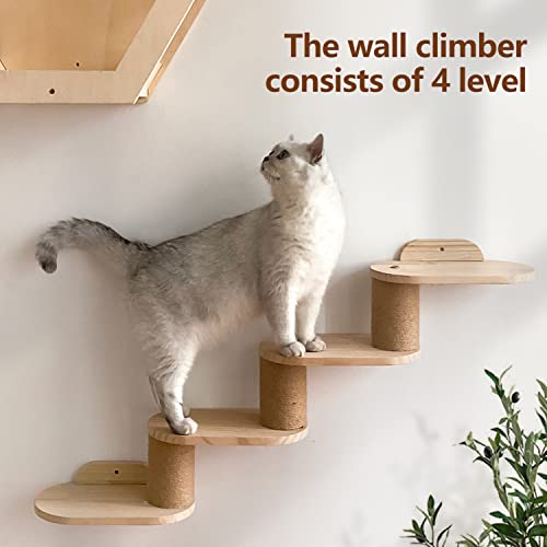 Wall Mounted Hexagon Cat House With Climbing Steps