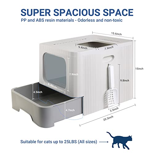 Enclosed Large Covered Cat Litter Box With Lid