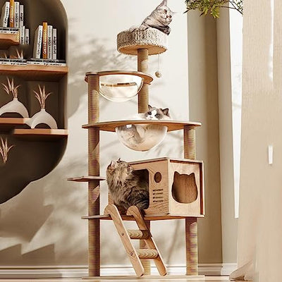 Cat Wooden Climbing Tower With Space Capsule