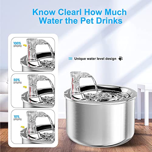 Cat 2L Stainless Steel Adjustable Water Fountain